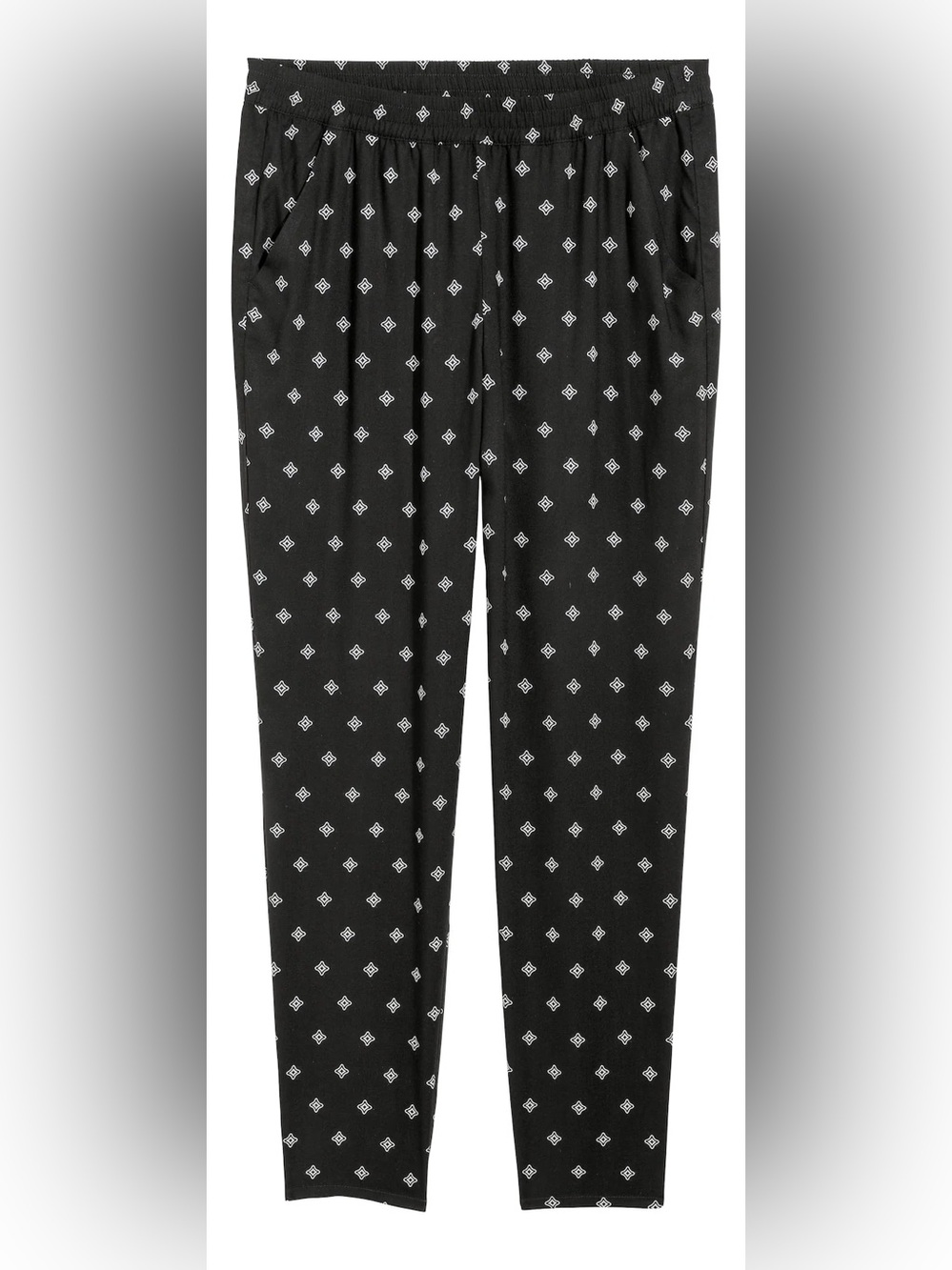 H&M Black Ankle Pants with White Geometric Print